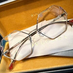 Bulgari Women's Hexagonal Glasses with Pink Details